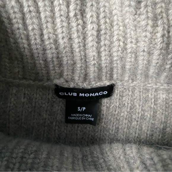 Club Monaco Angora Wool Crop Turtleneck Sweater Heather Gray Beige White - Picture 12 of 16
